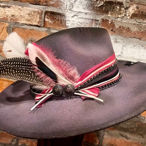 Purple passion (western style custom burned, distressed cowgirl hat)