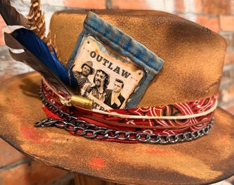 Rebel Revival- Custom Designed, burned, distressed western hat