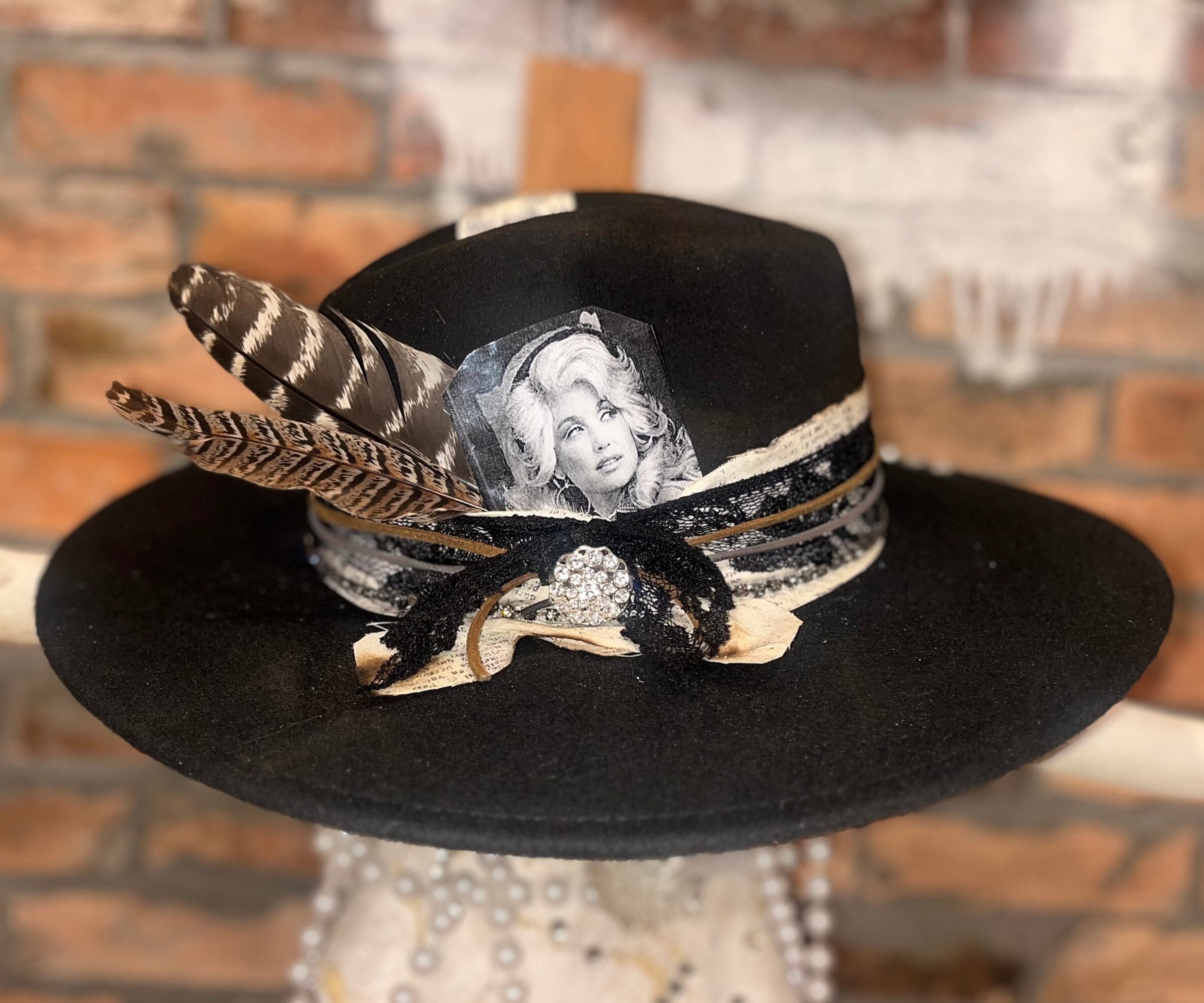 Lainey Wilson Trucker Hat | Black Lace Country Concert Hat | Western Glam Lainey Wilson Trucker Hat - Country Music Star Logo  main image 4