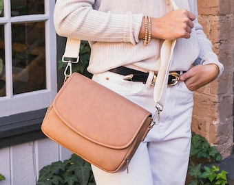 Crossbody Bag | Leather Bag with Guitar Strap and 5 Pockets
