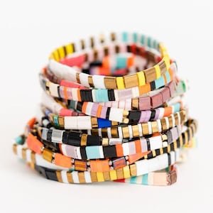 Tila Bracelets • Glass Tile Bracelet •Tila Bracelet • Colorful Squares Bracelet • Summer Jewelry • Beach Bracelet • Stacking Bracelet • Gift