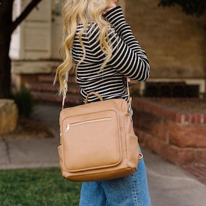 Hazel Bag • Vegan Leather Bag • Versatile Bag • Diaper Bag • Work Bag • Women&#39;s Backpack • Shoulder Bag • Laptop Bag • Convertible Bag