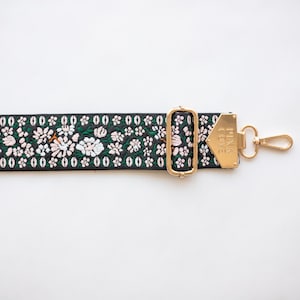 Bandoulière noire et rose à fleurs : bandoulière réglable, bandoulière pour guitare ou appareil photo