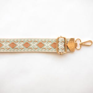 Almond Mint Patterned Bag Strap: Adjustable Crossbody Camera Strap