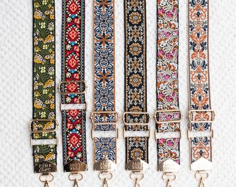 Embroidered Floral Bag Strap: Adjustable Jacquard Crossbody or