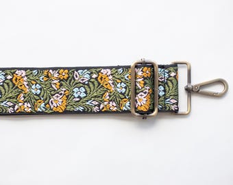 Orange & Blue Floral Bag Strap: Adjustable Crossbody, Guitar or Camera Strap