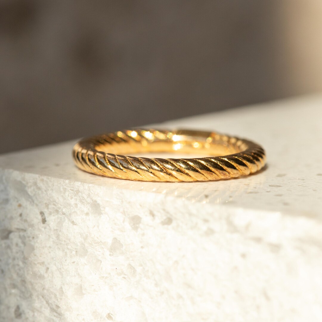 Stringy Ring Rope Ring – Dainty Braided Stacking Ring in 18k Gold Vermeil or ...