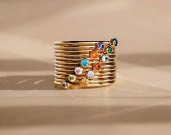 14k Gold Filled Birthstone Ring: Minimalist Stacking Ring