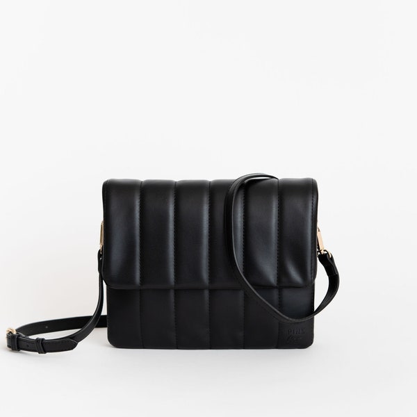 Bridget Clear Purse with Vegan Leather Trim and Straps - Black main image 1