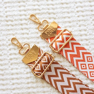Zig Zag Adjustable Bag Straps in Orange and Almond: Gold Hardware
