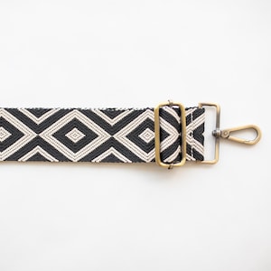 Black & White Diamond Bag Strap: Adjustable Crossbody, Guitar or Camera Strap