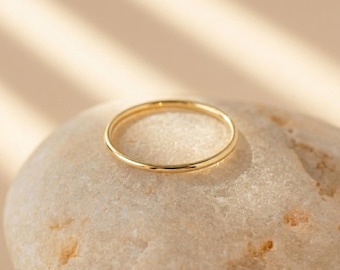 Solid Stacking Ring: Minimalist Solid Band 14k Gold Filled