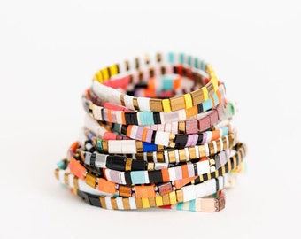 Tila Bracelets • Glass Tile Bracelet •Tila Bracelet • Colorful Squares Bracelet • Summer Jewelry • Beach Bracelet • Stacking Bracelet • Gift