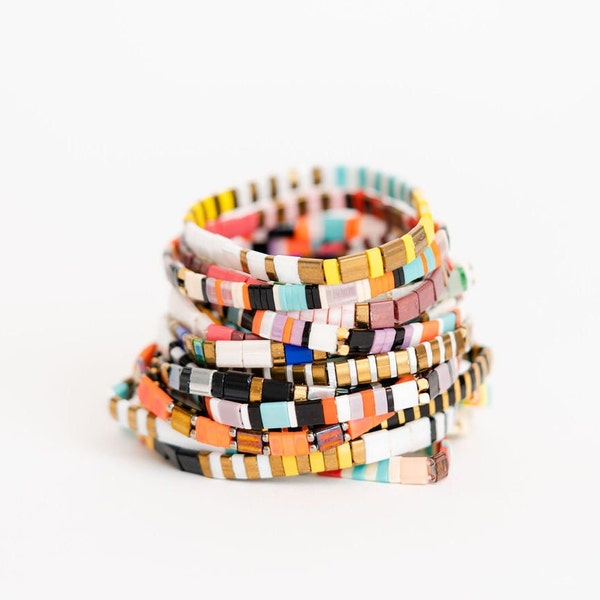 Tila Bracelets • Glass Tile Bracelet •Tila Bracelet • Colorful Squares Bracelet • Summer Jewelry • Beach Bracelet • Stacking Bracelet • Gift