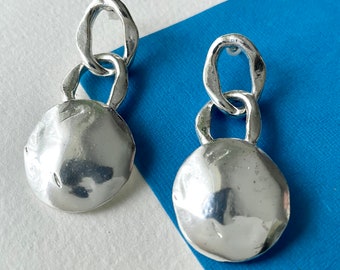 Silver Chain + Disc Earrings