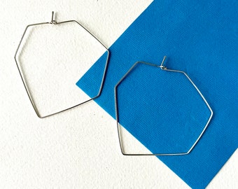 Sterling Silver Geometric Hoop Earrings