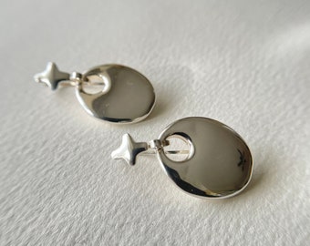 Sterling Silver Modernist Drop Earrings