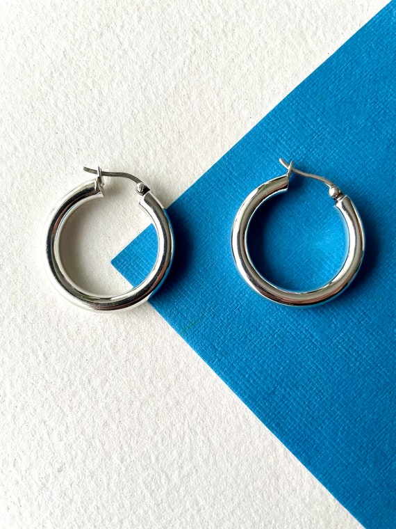 Sterling Silver Hoop Earrings - image 1