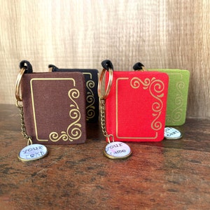 Miniature Book Keychain: Custom Fabric Notebook Charm, Bookworm Gift