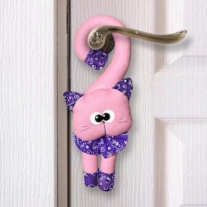 Cat Door Hanger | Fabric Do Not Disturb Sign | Cat Person Gift | Whimsical Teenage Room Decor