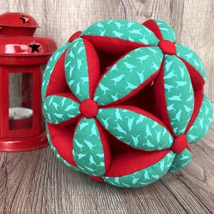Handmade Cotton Fabric Ball: Bird Pattern, Montessori Inspired Decor