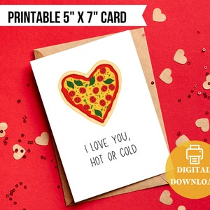 Valentine&#39;s Day Printable Card | Funny Valentines day card | Pizza puns | Instant digital download | Cards for him or her
