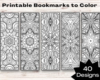 Marcadores imprimibles para colorear / 40 marcas de libros coloreables para amantes de los libros / Regalo para niños / Coloración de ansiedad para adolescentes / Descarga para maestros