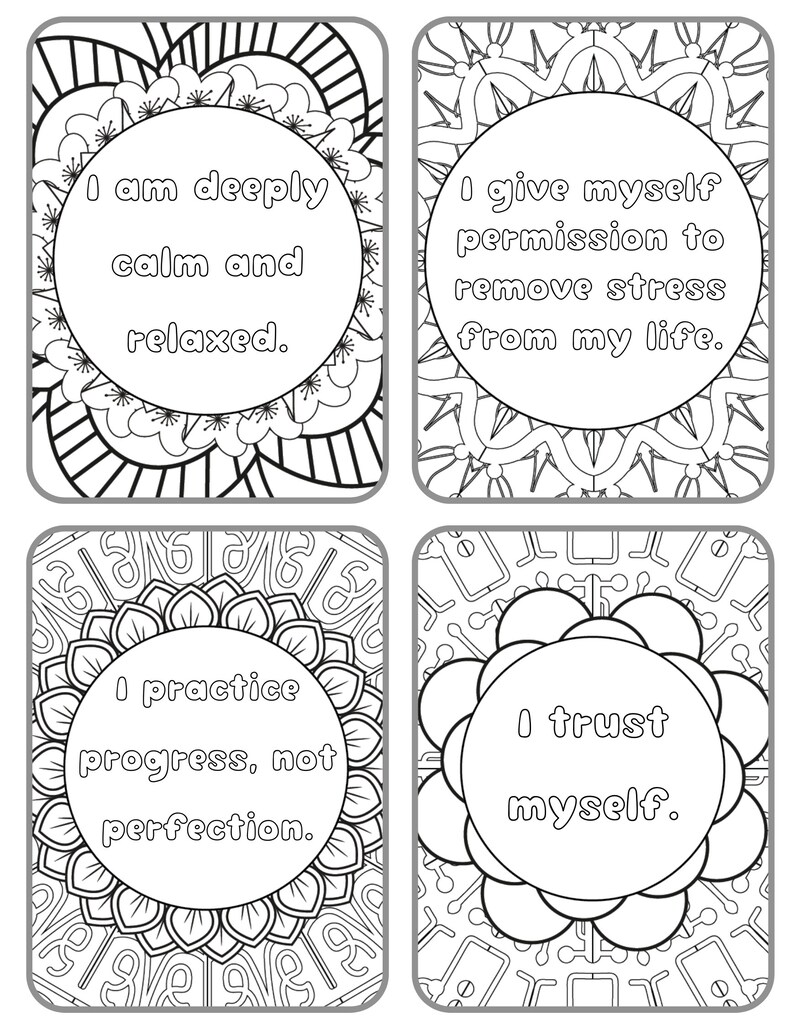 Colorable Affirmation Cards Printable | Mindfulness Gift for Practicing ...