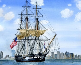 24x16 Giclee Art Print of USS Constitution in Boston