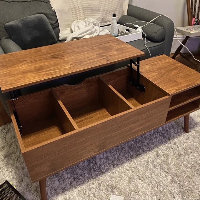 Stylish Mid Century Lifttop Coffee Table With Hidden Etsy