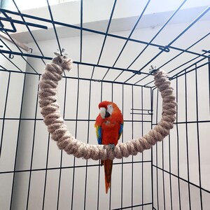 Image showcasing Sisal Rope Bird Perch With Suction Cups, Flexible Parrot Climbing Toy ...