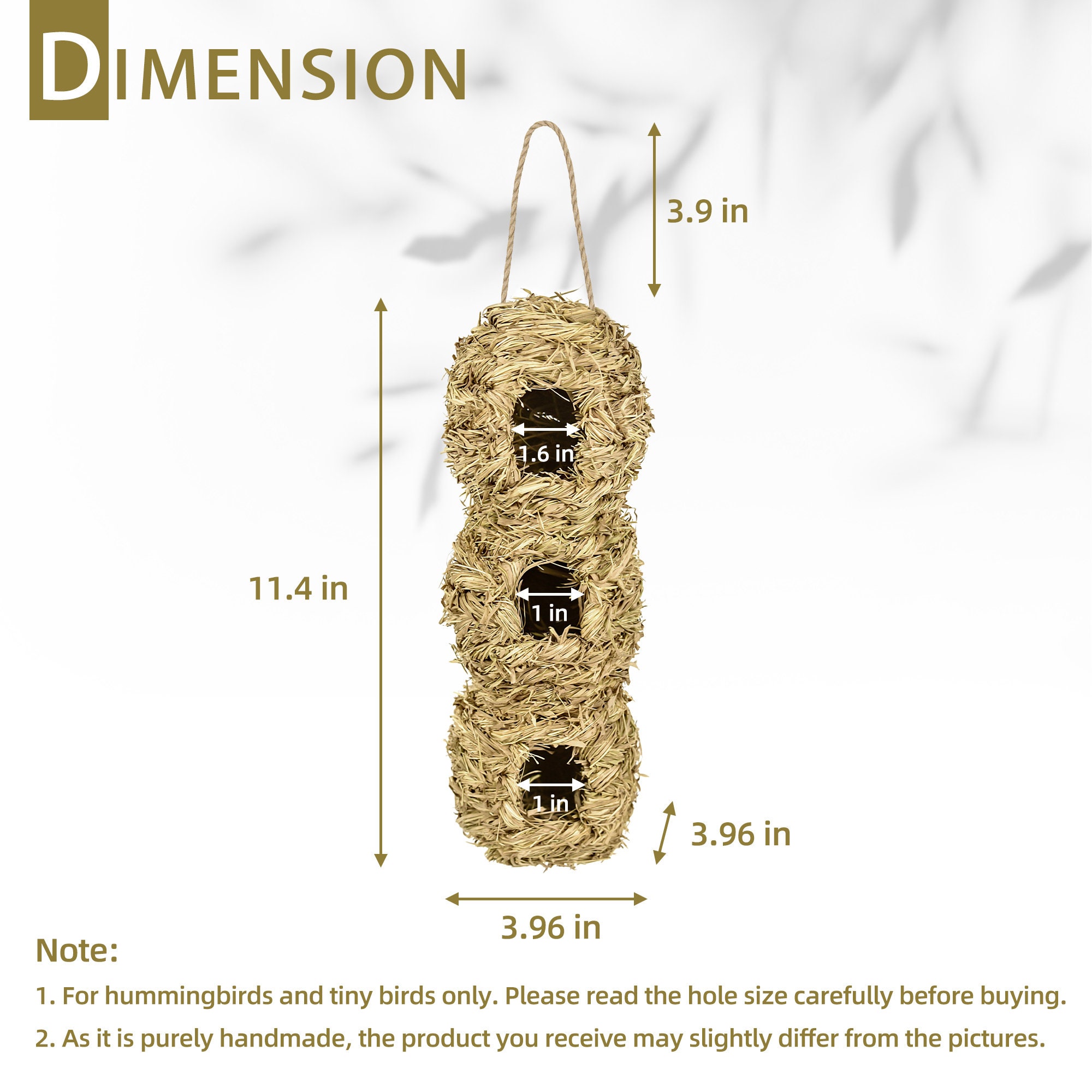 Hand Woven Dry Grass Hummingbird Nest, Triple Entry Birdhouse - Etsy