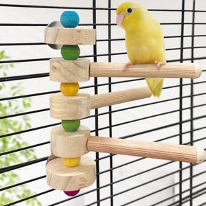 Parrot Perch Stand - Adjustable Multi-Branch Wooden Climbing Toy for Bird Cage
