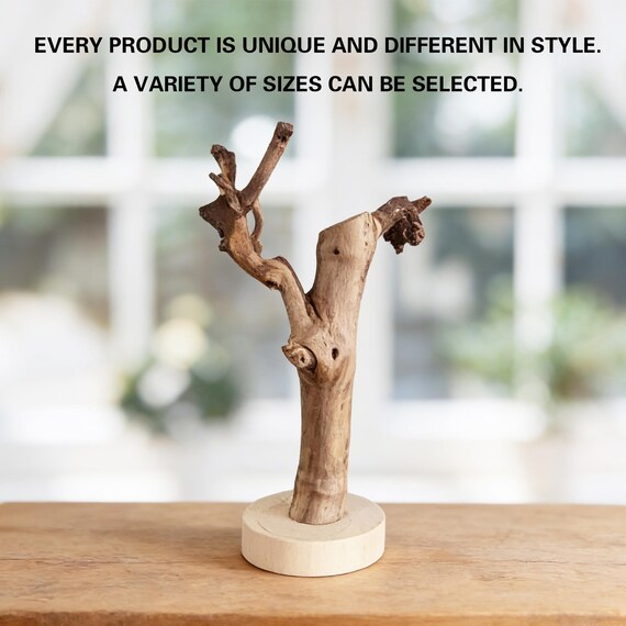 Handmade Wooden Bird Stand, Driftwood Parrot Perch, Tabletop Bird