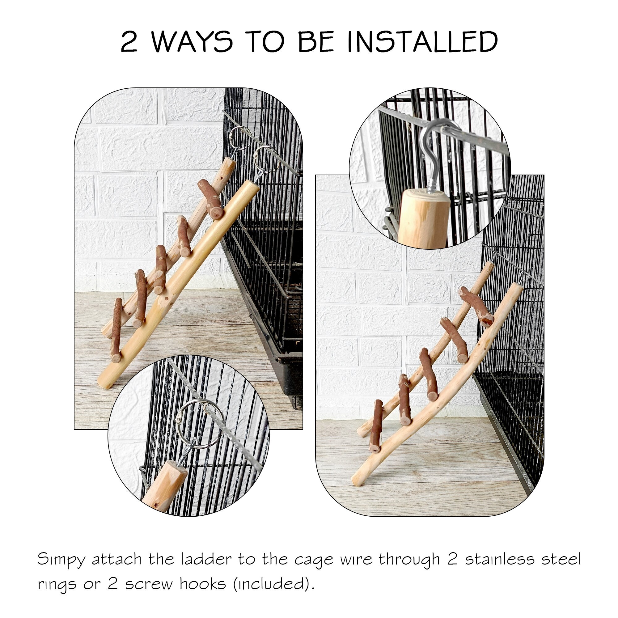 Bird Cage Ladder Solid Wood Birds Perch Stand For Parakeets Cockatiels Small Medium Parrot Conures Finch Bird Climbing Toys