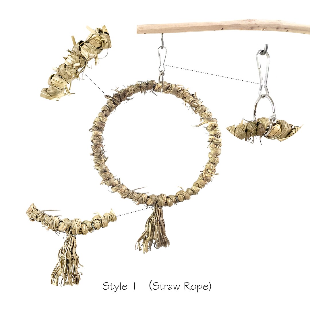 Natural Rattan Parrot Swing, Hanging Bird Toy, Cage Accessory - Etsy