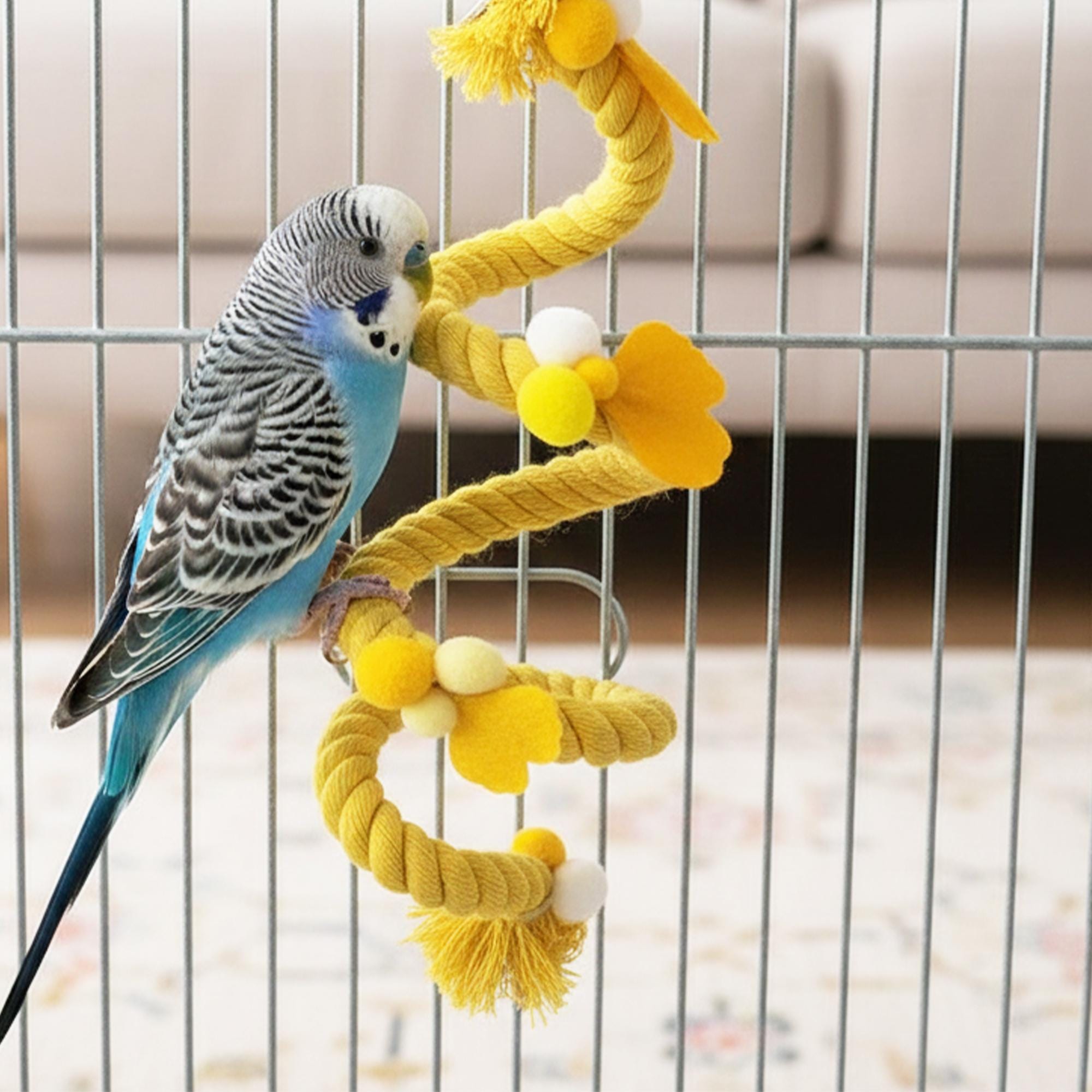 Color Rope Braided Parrot Climbing Pole | Budgerigar Cage Spiral Toy ...