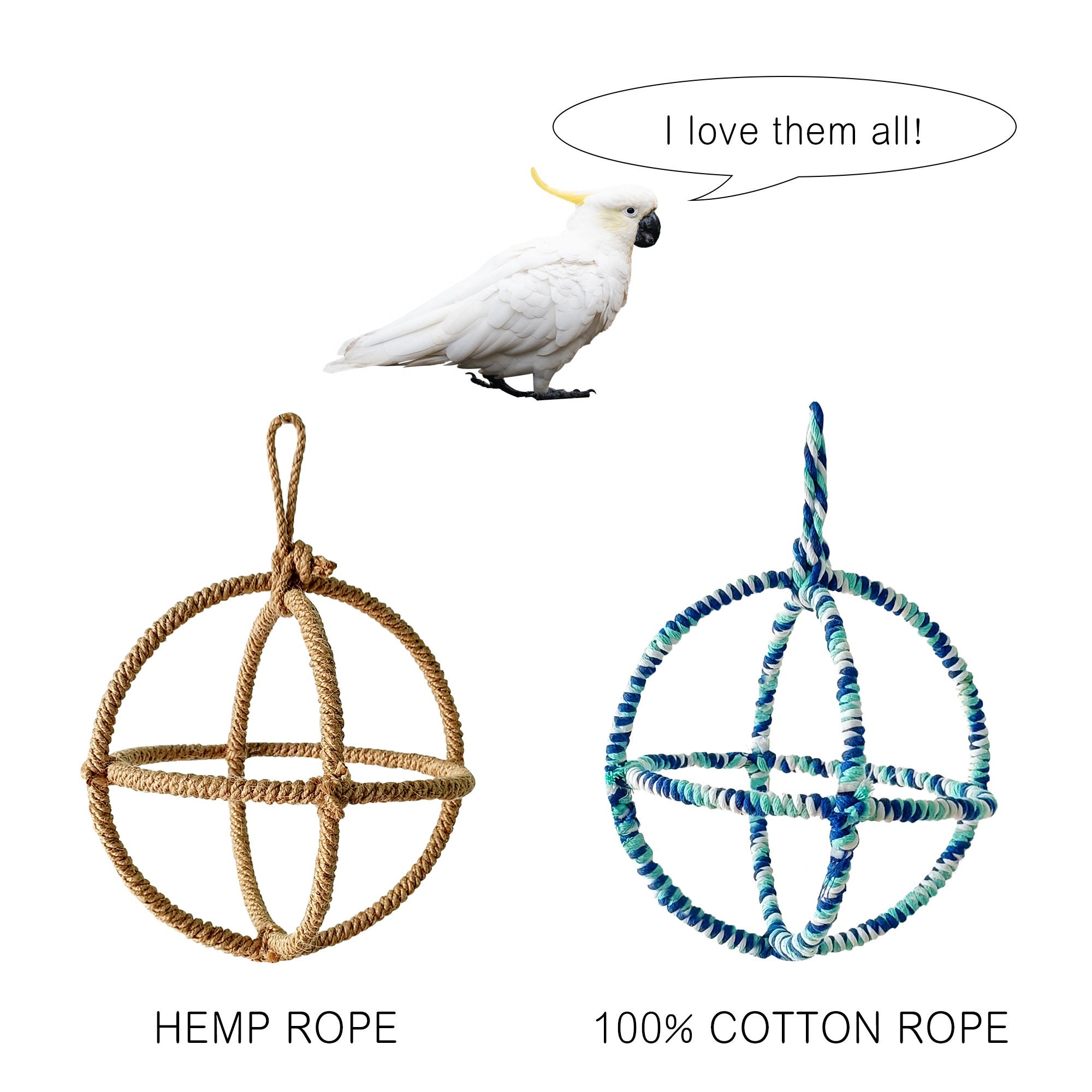 Natural Bird Swing, Parrot Hanging Swing, 3 Ring Parrot Orbit Swing ...
