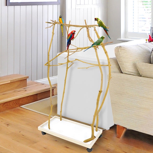 Natural Wood Parrot Stand Perch - The Parrot Mom, LLC