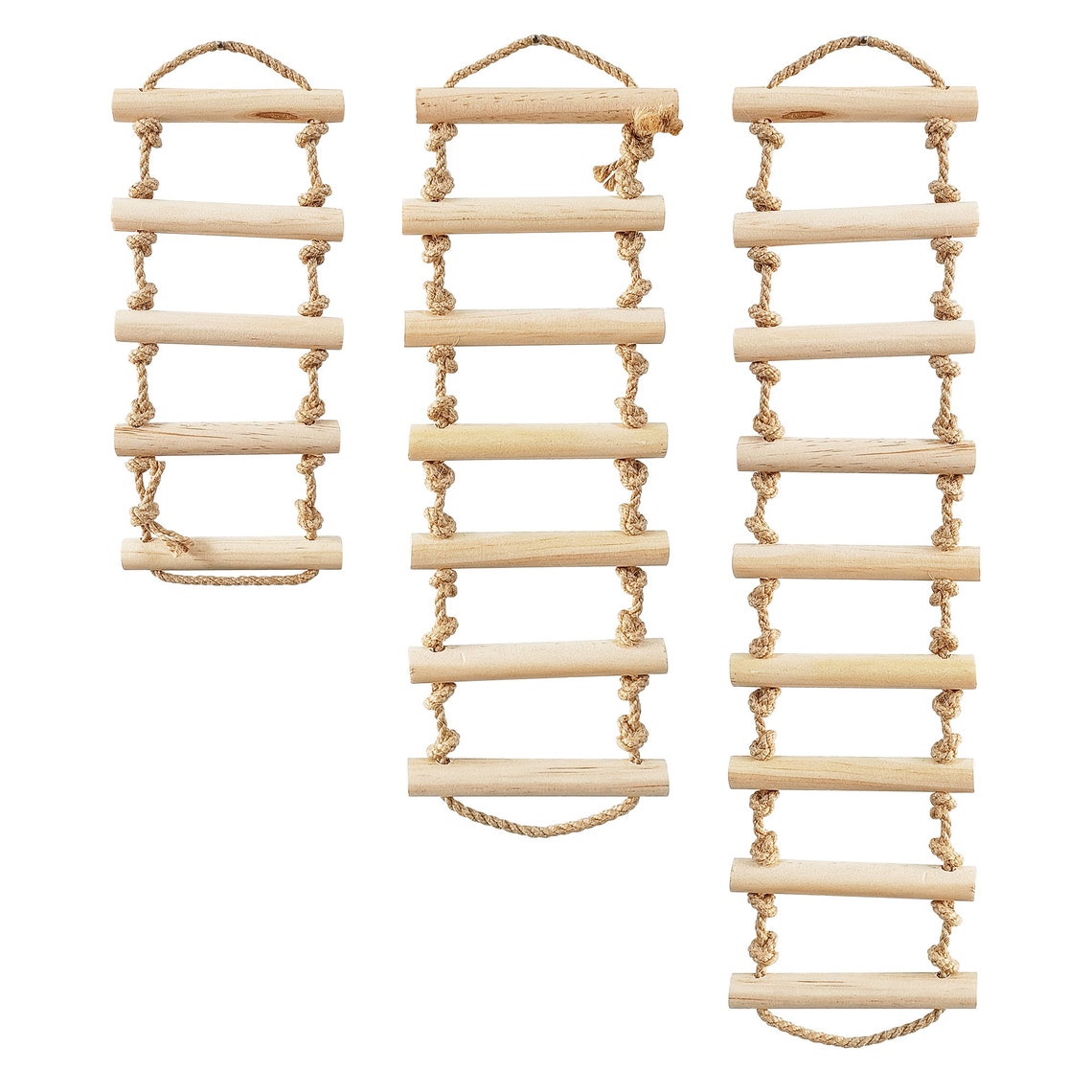 Image showcasing Natural Wooden Bird Ladders, Bird Rope Ladder, Bird Rope Bridge, Bird ...