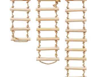 Scaletta In Legno Con Corda Per Uccelli ZAHD - 50x10 Cm, Per Pappagalli, Pappagallini E Piccoli Animali, Gioco Arrampicata E Riposo - Foto 5