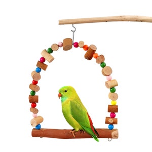 Natural Bird Swing, Parrot Hanging Swing, Colorful Parrot Swing Perch, Bird Ring Swing, Bird Toys, Bird Cage Accessories