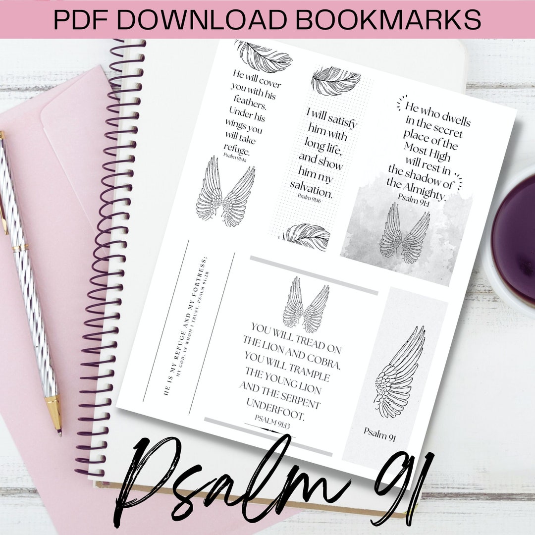 Psalm 91 Scripture Printable Print Bookmarks Christian - Etsy
