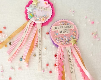 Heirloom keepsake Personalized Birthday Badge | Custom Felt Birthday Rosette | First Birthday Pin | Name Birthday Badge | Birthday