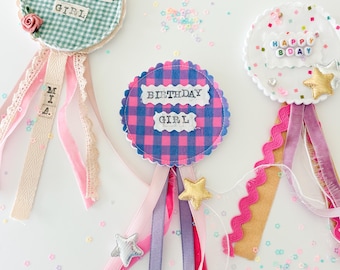 Heirloom keepsake Personalized Birthday Badge | Custom Felt Birthday Rosette | First Birthday Pin | Name Birthday Badge | Birthday