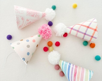 Paper Party Hat with Pompom: Colorful Birthday Cake Smash Headwear Fun to be One Party Animal pink aesthetic gender neutral theme