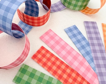 DIY paper chain kit , bold colorful gingham paper chain kitPaper Chain Garland Kit, DIY Birthday Decoration, First Birthday Party Decor