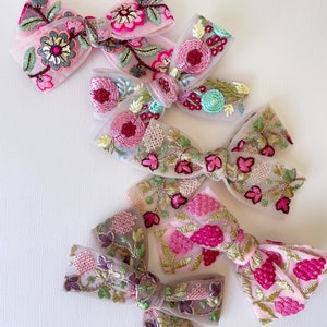 Embellished Bows, hair clips, lace bow, embroidered bows, ribbon bows, baby bows, girls hair accessory, lace bow, hair clips, baby headbands