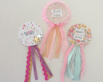 Heirloom keepsake Personalized Birthday Badge | Custom Felt Birthday Rosette | First Birthday Pin | Name Birthday Badge | Birthday