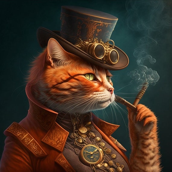 steampunk cat giselle, ai generated art
